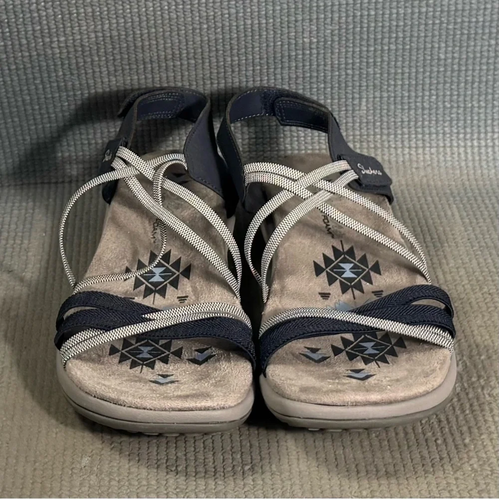 Skechers Reggae Slim It Takes Two Sandals Blue Women’s Size‎ 8